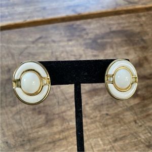 GIVENCHY VINTAGE Oval Mixed Stone & Gold Metal Clip Backs